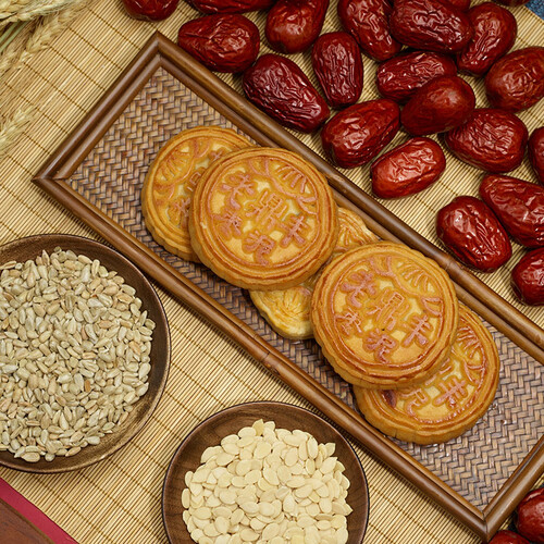 老鼎丰 中华老字号东北哈尔滨老式月饼传统糕点 枣泥月饼500g(5枚装