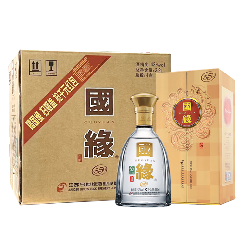 今世缘白酒 今世缘 国缘对开 42%vol 柔雅型白酒 550ml*6瓶 整箱装