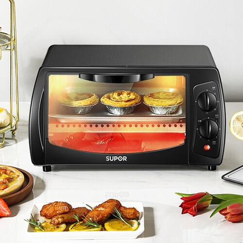 苏泊尔(supor)电烤箱家用多功能定时控温10l迷你小烤箱易操作 黑色