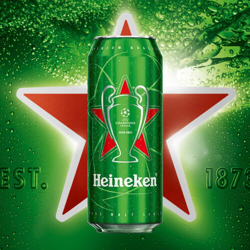 喜力经典heineken啤酒500ml9听欧冠限量礼盒装含玻璃杯2个
