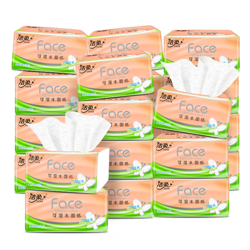 洁柔洁柔纸面巾face粉立体压花软抽100抽3层s码30包