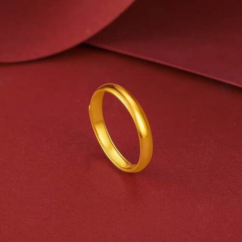 周六福简约光圈足金黄金戒指女 计价 aa012466 活口15号 约3.