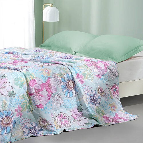 富安娜家纺 夏凉被夏被空调被子夏天可水洗夏凉被芯 花意(磨毛抗菌 可