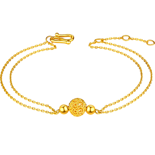 六福珠宝黄金手链/脚链 lukfook jewellery 六福珠宝 hegtbb0001 花丝