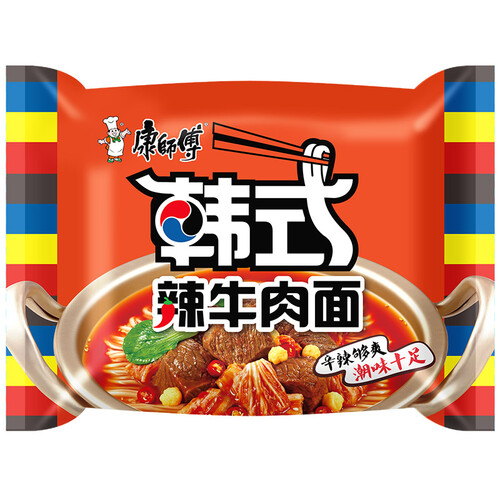 康师傅方便面经典香辣牛肉面5酸香爽金汤肥牛面1泡面袋装速食