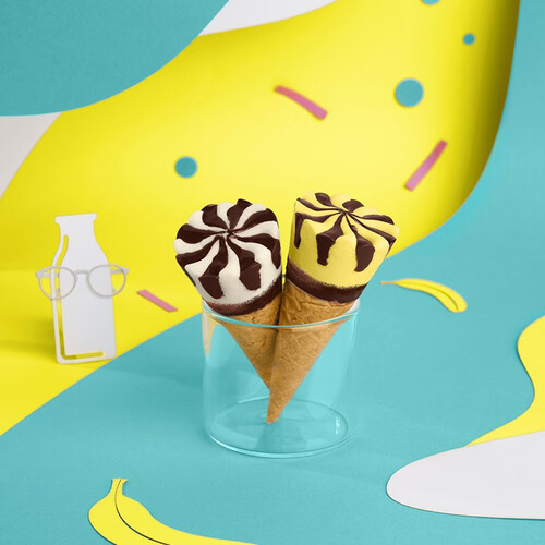 可爱多和路雪迷你可爱多甜筒香蕉牛奶口味冰淇淋20g10支雪糕