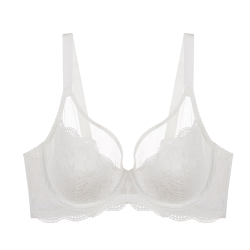 奶糖派大杯文胸微甜全罩杯薄款防凸点大胸显小内衣白色85c