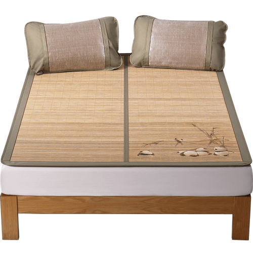 水星家纺席子可折叠夏季竹席家用夏凉席学生宿舍席子养竹猫碳化单面