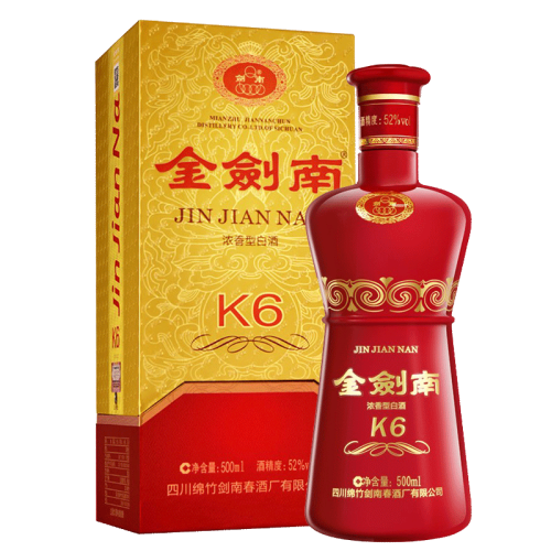 剑南春白酒 剑南春 金剑南k6 52度 浓香型白酒 500ml整箱装多少钱-聚
