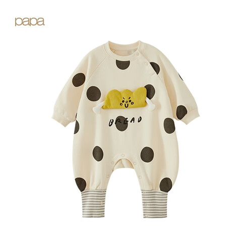 papa爬爬春秋婴儿连体衣新生儿衣服棉男女宝宝束脚爬服儿童可爱休闲款
