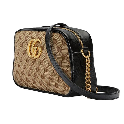 古驰(gucci)女包 乌木色帆布小号肩背包 447632 hvkeg 9772 8599元(送