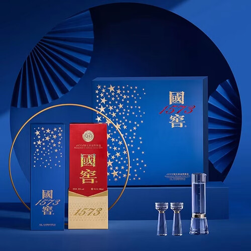 国窖1573白酒 国窖1573 浓香型白酒 送礼 双瓶礼盒 双支装 蓝调礼盒