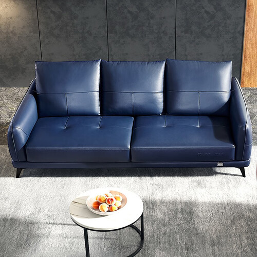 全友(quanu)皮艺沙发 quanu 全友 102558-1 极简真皮沙发 三人位 蓝色