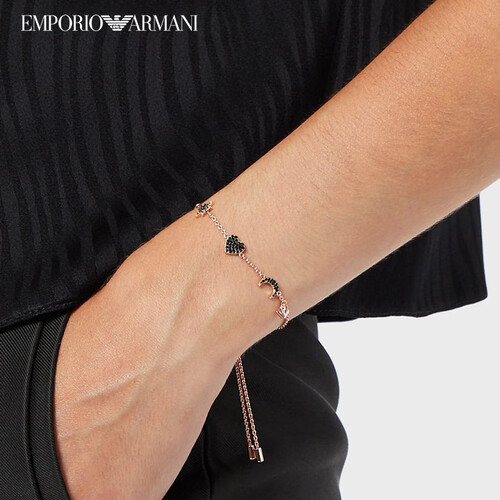 安普里奥阿玛尼emporioarmani女士手链月亮星星百搭手链银质生日礼物