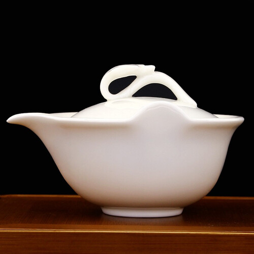 真迹德化玉瓷陶瓷手抓泡茶壶三才盖碗白瓷茶碗居家自用办公室功夫茶具