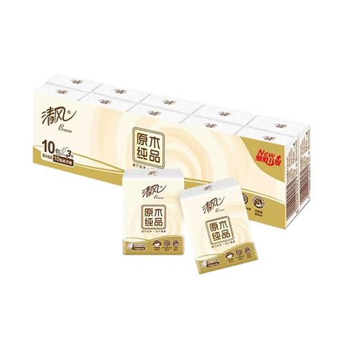 清风手帕纸原木纯品纸巾随身装便携式8张10包卫生纸餐巾纸面巾纸 11.