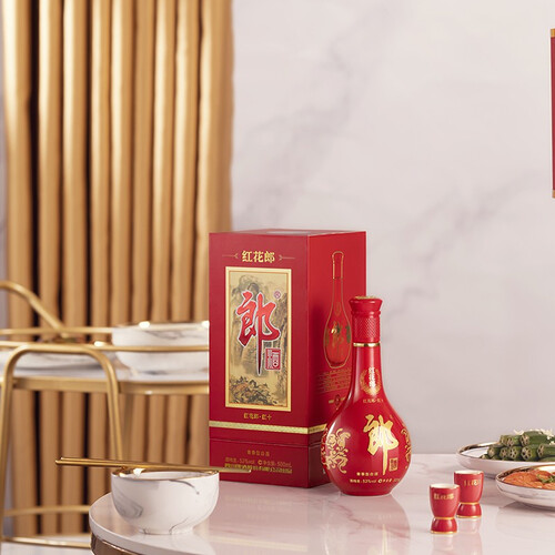 郎白酒 langjiu 郎酒 红花郎 红10 第四代 53%vol 酱香型白酒 500ml