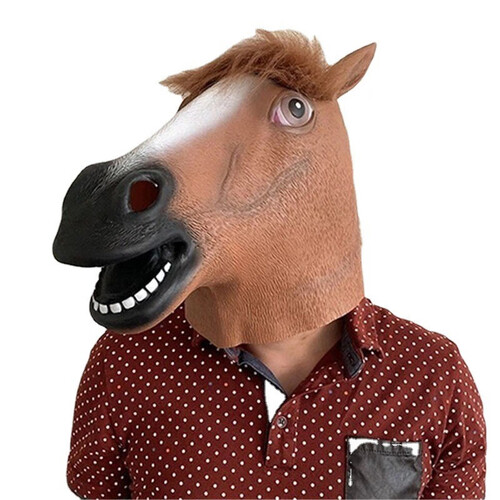 kidnoam马头面具动物头套马君cosplay马面具搪胶面具马头套 棕色马头
