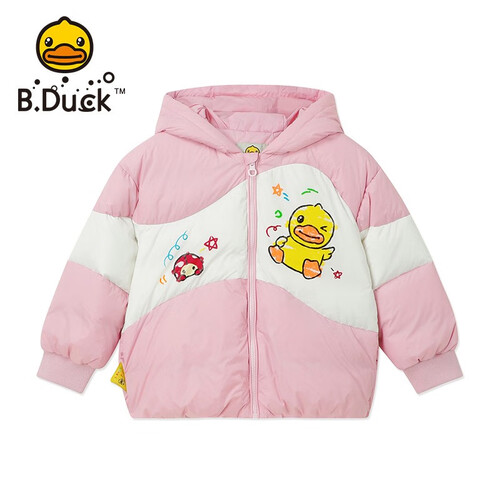 bduckbduck小黄鸭童装男童冬装新款女童加厚短款卡通儿童羽绒服糖果粉