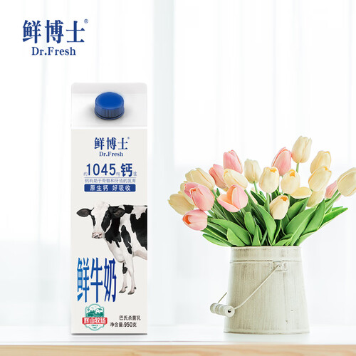 辉山huishan鲜博士鲜牛奶全脂牛奶早餐伴侣家庭装鲜奶屋顶包950g