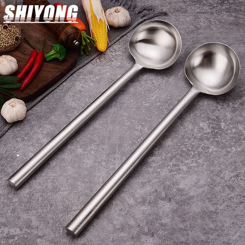 十咏不锈钢厨师炒菜勺汤勺10两食堂款商用加厚大号饭店长柄勺sycs32