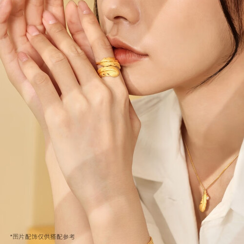 周生生足金爱情密语羽毛黄金戒指女款 三金传承戒指 86820r计价 11圈