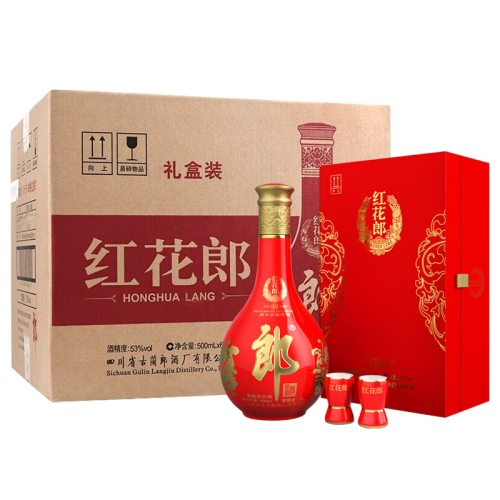 红花郎白酒五星价格表(53度500ml红花郎价格)