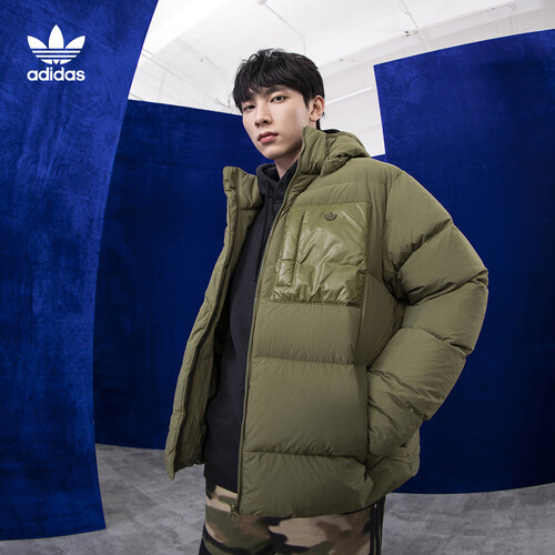 adidas阿迪达斯官方三叶草男宽松加厚运动保暖鸭绒面包羽绒服外套深