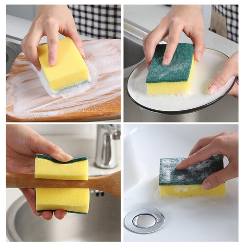 美丽雅海绵百洁布 多用途吸水抹布厨房洗碗布去污强吸油性抹布 炫彩8