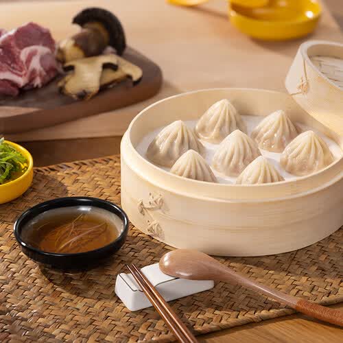 湾仔码头牛肝菌三鲜猪肉小笼包早餐包子早茶生鲜速食速冻面点300g12只