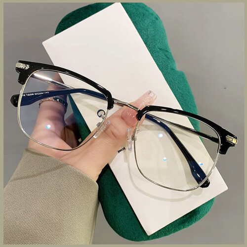 erilles男女情侣同款半框近视眼镜框新款可配近视度数平光镜眼镜架