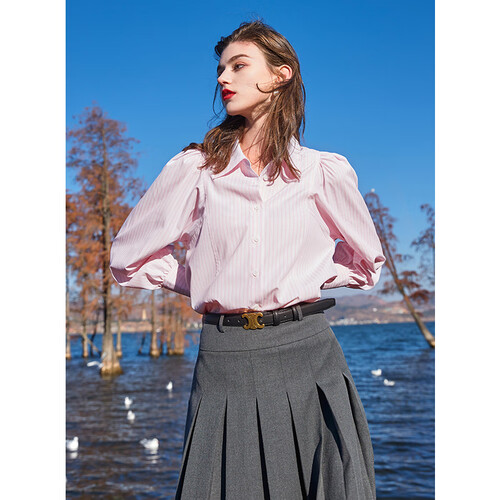 三彩衬衫 plus会员:3colour 三彩 女士衬衫 d381c1031c00多少钱-聚