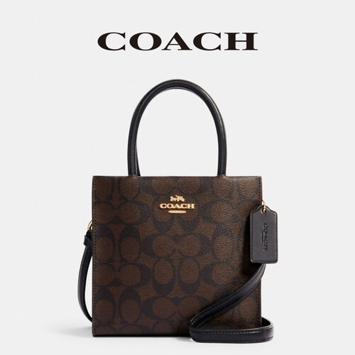 coach蔻驰女包包奢侈品大牌女士单肩斜挎手提包 深棕色5693imaa8