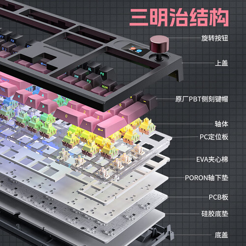 狼途（Langtu）键盘 狼途LT104旋钮机械键盘客制化三模蓝牙2.4G无线/有线连接全键无冲热插拔电竞游戏办公娱乐键盘鼠标套装 【三模 ...