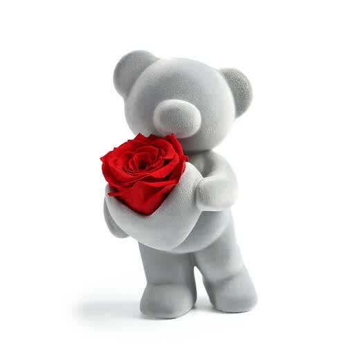 西罗斯(seerose)永生花爱心站立保鲜玫瑰熊61儿童节情人节送女生朋友