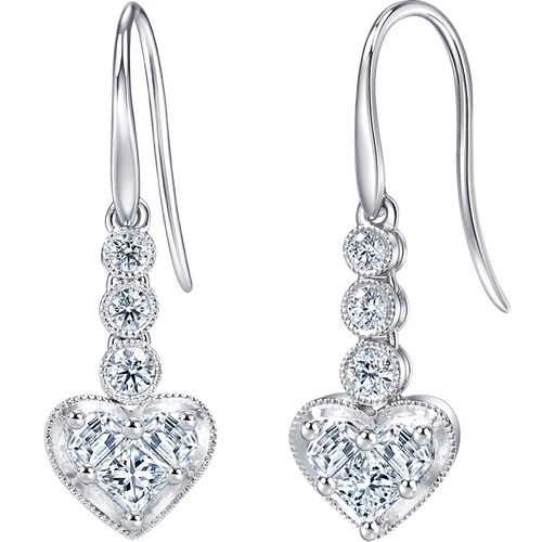 周生生 18k金白色黄金lady heart钻石耳钉耳环 85883e 15000元(满1件