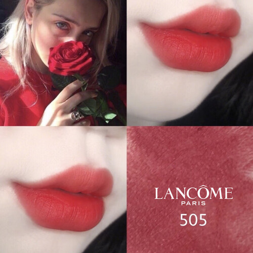 兰蔻(lancome)口红 lancome 兰蔻 菁纯丝绒雾面唇膏 #505 朱砂红 1.