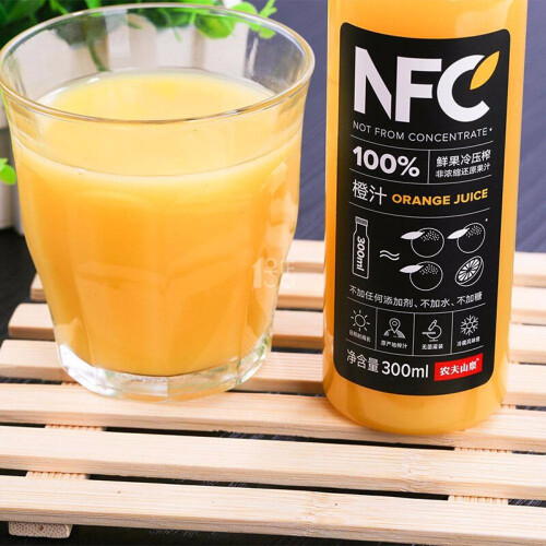 農夫山泉果汁100nfc純果汁鮮果榨取飲料300ml61224瓶裝橙汁300ml6瓶