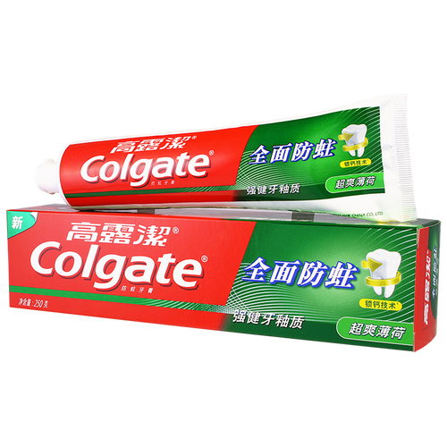 高露洁colgate全面防蛀超爽薄荷牙膏250g强健牙釉质新老包装随机发