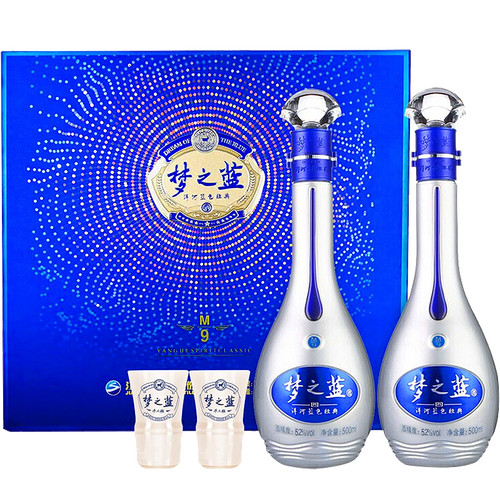 洋河白酒 yanghe 洋河 梦之蓝m9 口感绵柔浓香型白酒 52度 500ml*2瓶