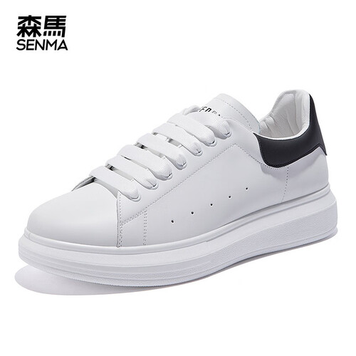 森马senma情侣板鞋男女小白鞋季韩版透气百搭平底鞋学生休闲鞋白黑色a