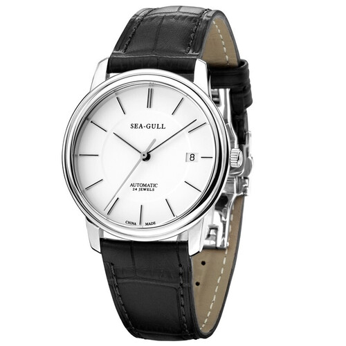 海鸥手表男士机械表日历显示经典三针国表m201s黑带