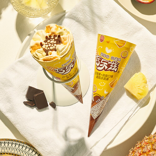 伊利巧乐兹百香果凤梨味脆筒冰淇淋70g6支盒雪糕冰激凌冷饮