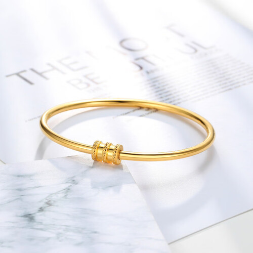 潮宏基 黄金手镯女士足金手镯金镯子空心送女友生日礼物 计价w 12.