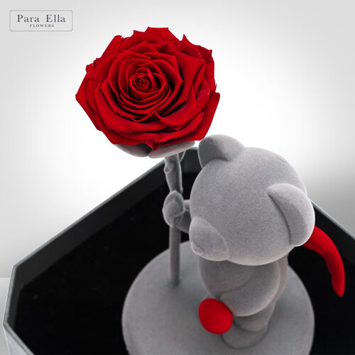 para ella 永生花礼盒玫瑰花小熊礼盒圣诞节礼物生日礼物送女友结婚