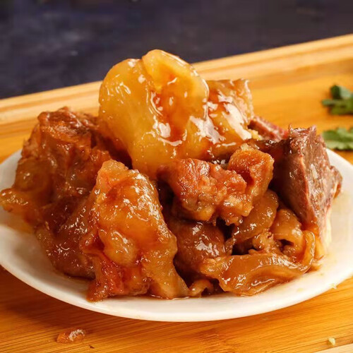 康新牧场内蒙草原筋头巴脑原味500g2袋牛筋蹄筋加热即食预制菜牛肉