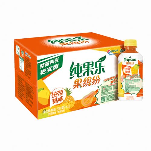 百事可乐饮料 pepsi 百事 果缤纷 热带美味 果汁饮料整箱 330ml*12瓶