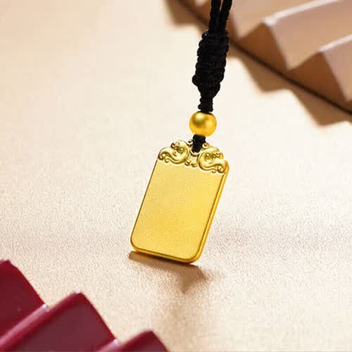 老庙黄金吊坠 老庙黄金 古韵金系列 1110000378 平安无事牌足金吊坠