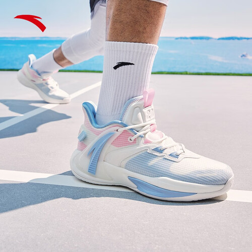 安踏gh猛扑2篮球鞋男防滑耐磨外场实战运动鞋子商场同款112311602象牙