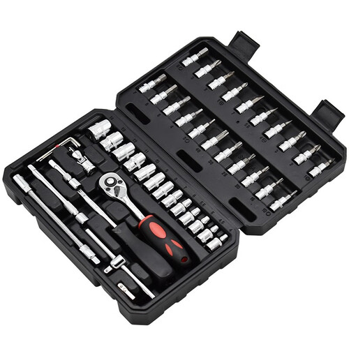 卡夫威尔机修工具箱汽修工具套装棘轮套筒扳手车间机械维修工具套装46